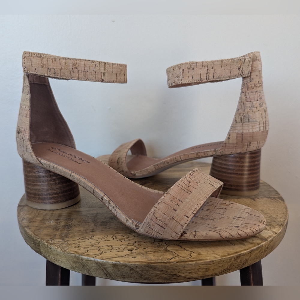Jeffrey Campbell For Anthropologie Issa Block-heeled Sandals, Cork/Tan (SIZE 9)